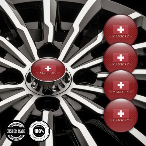 Mansory Center Caps Wheel Emblem Red Carbon Red Crest Logo