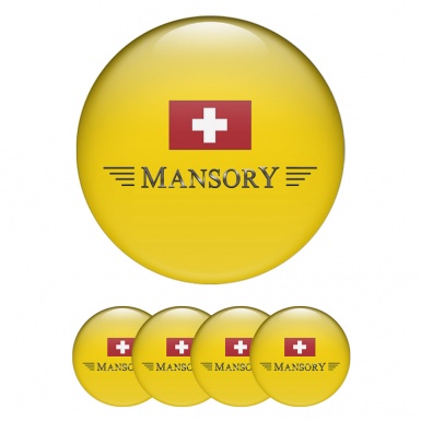 Mansory Silicone Stickers for Center Wheel Caps Yellow Red Crest Logo