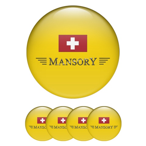 Mansory Silicone Stickers for Center Wheel Caps Yellow Red Crest Logo
