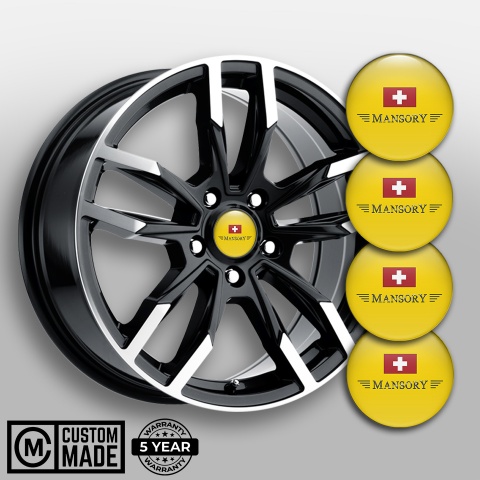 Mansory Silicone Stickers for Center Wheel Caps Yellow Red Crest Logo