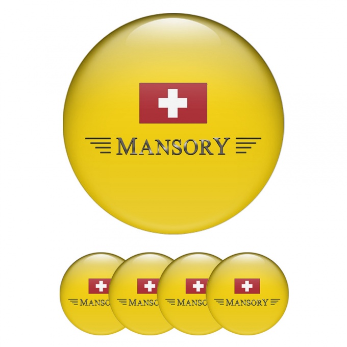 Mansory Silicone Stickers for Center Wheel Caps Yellow Red Crest Logo