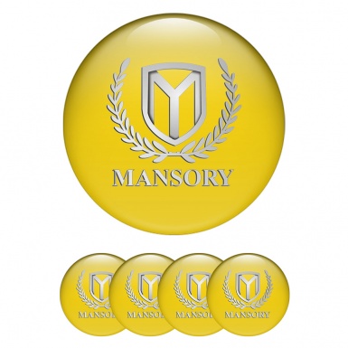 Mansory Emblems for Center Wheel Caps Yellow Silver Logo Edition