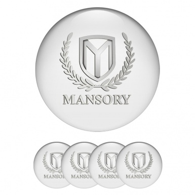 Mansory Wheel Stickers for Center Caps White Silver Logo Edition