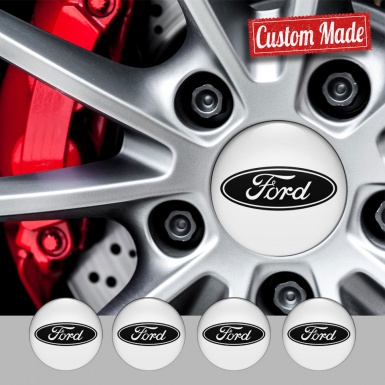 Ford Emblems for Wheel Center Caps White Black Edition
