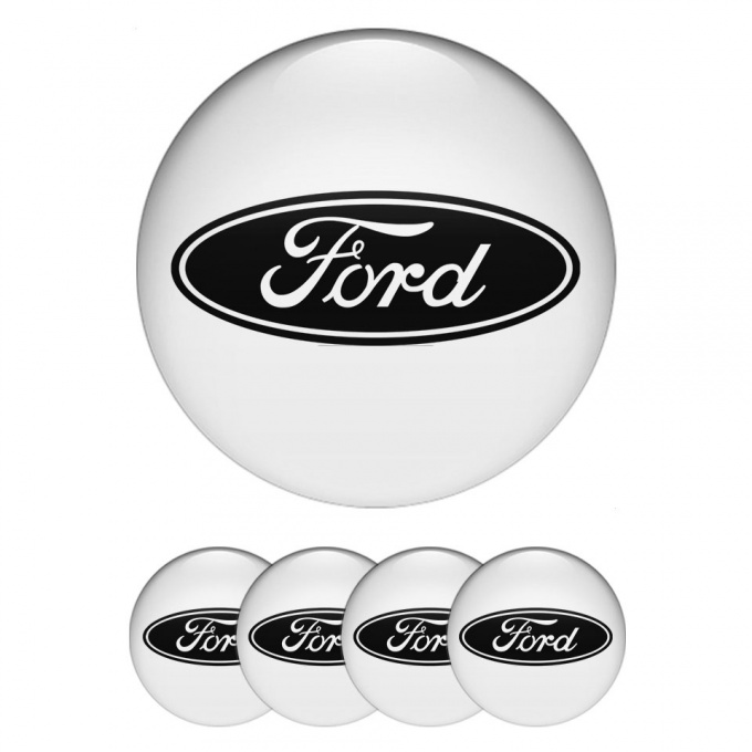 Ford Emblems for Wheel Center Caps White Black Edition