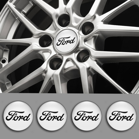 Ford Emblem for Wheel Center Caps White Black Edition