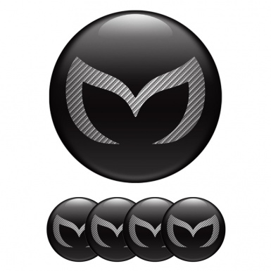 Mazda Silicone Stickers for Center Wheel Caps Black Carbon Logo