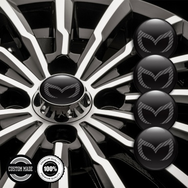 Mazda Wheel Emblem for Center Caps Black Dark Carbon Logo