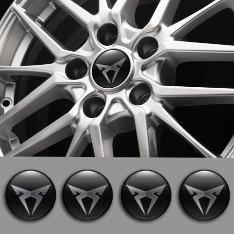 Seat Cupra Stickers for Wheels Center Caps Black Greyscale Logo