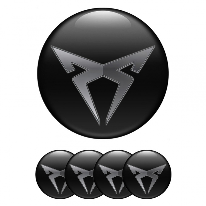 Seat Cupra Stickers for Wheels Center Caps Black Greyscale Logo