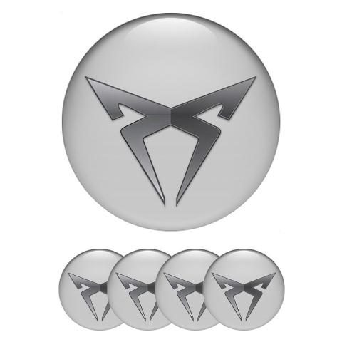 Seat Cupra Emblems for Center Wheel Caps Grey Greyscale Logo