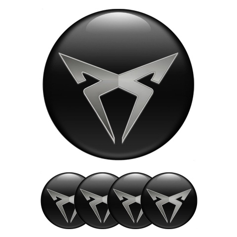 Seat Cupra Silicone Stickers for Center Wheel Caps Black Metallic Logo
