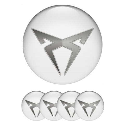 Seat Cupra Domed Stickers for Wheel Center Caps White Metallic Logo