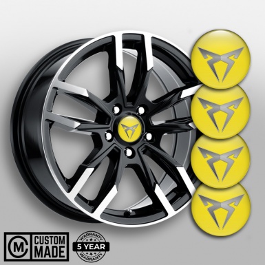 Seat Cupra Stickers for Wheels Center Caps Yellow Metallic Logo