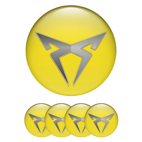 Seat Cupra Stickers for Wheels Center Caps Yellow Metallic Logo