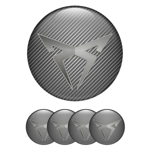 Seat Cupra Emblem for Center Wheel Caps Carbon Metallic Logo