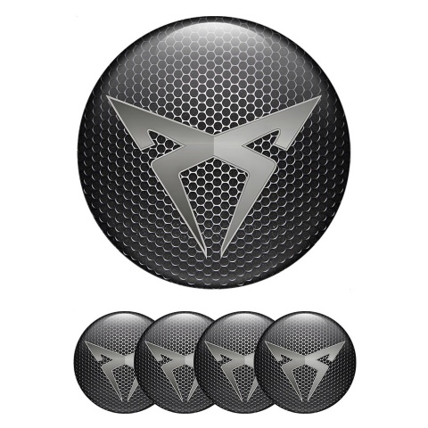Seat Cupra Center Wheel Caps Stickers Dark Grate Metallic Logo