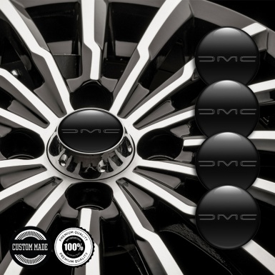 DMC Silicone Stickers for Center Wheel Caps Black Dark Slim Logo