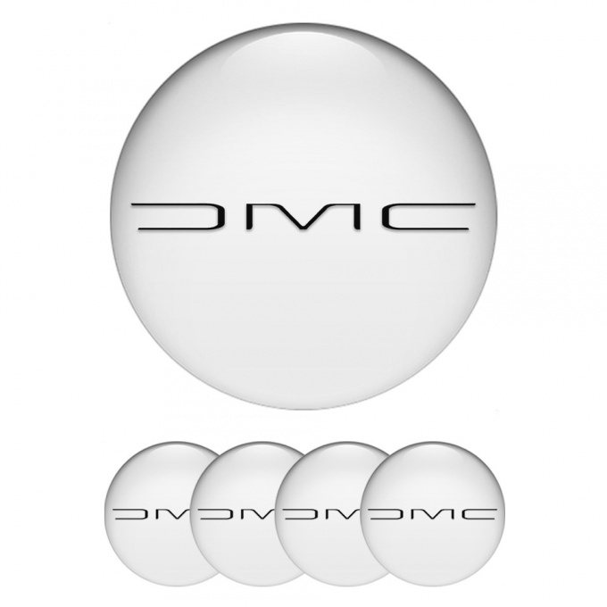 DMC Domed Stickers for Wheel Center Caps White Black Slim Logo