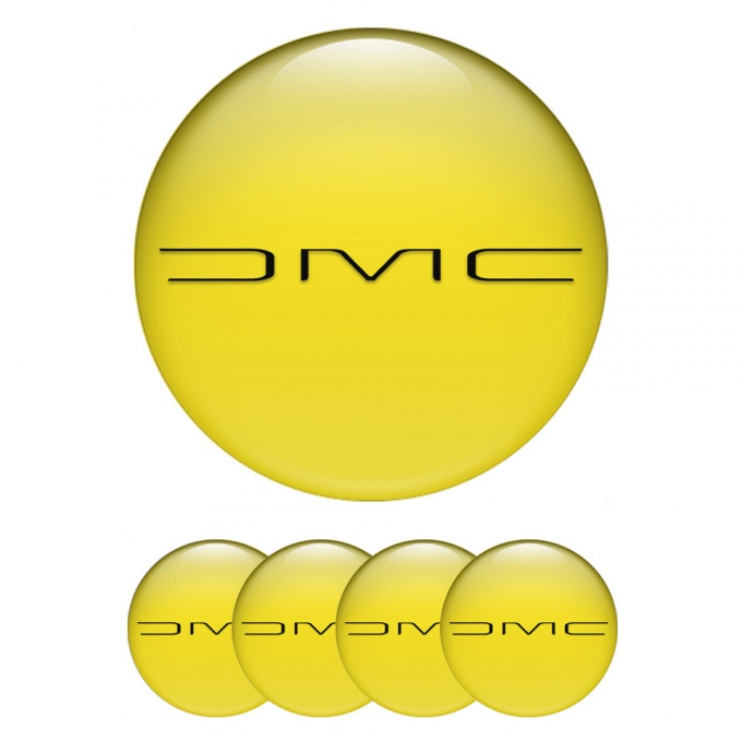 DMC Stickers for Wheels Center Caps Yellow Black Slim Logo
