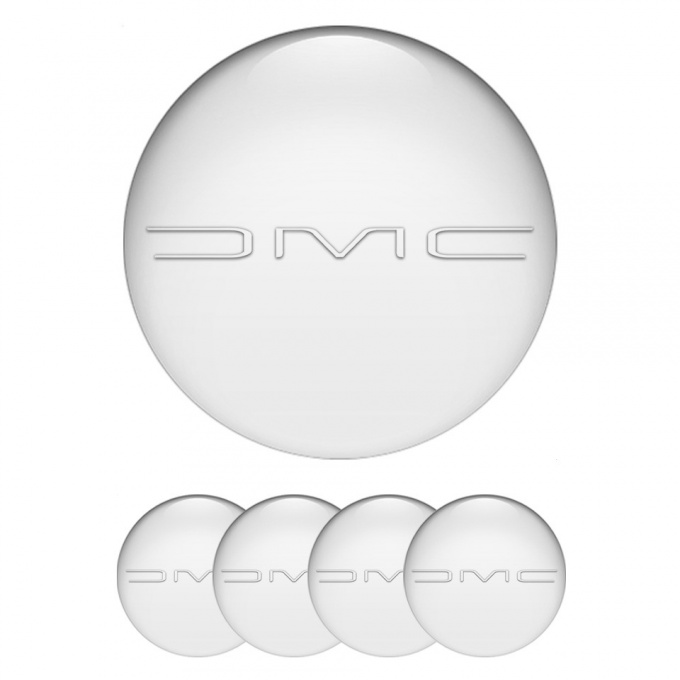 DMC Wheel Stickers for Center Caps Pearl White Slim Logo