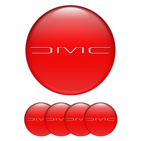 DMC Silicone Stickers for Center Wheel Caps Red White Slim Logo