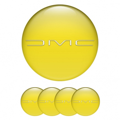 DMC Domed Stickers for Wheel Center Caps Yellow White Slim Logo