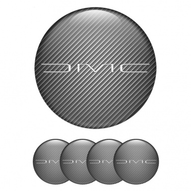 DMC Stickers for Wheels Center Caps Carbon White Slim Logo