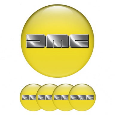 DMC Silicone Stickers for Center Wheel Caps Yellow Heavy Metallic Logo