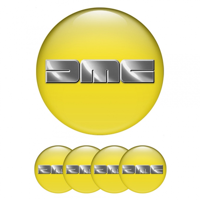 DMC Silicone Stickers for Center Wheel Caps Yellow Heavy Metallic Logo