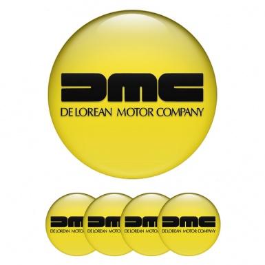 DMC Center Wheel Caps Stickers Yellow Heavy Black Logo