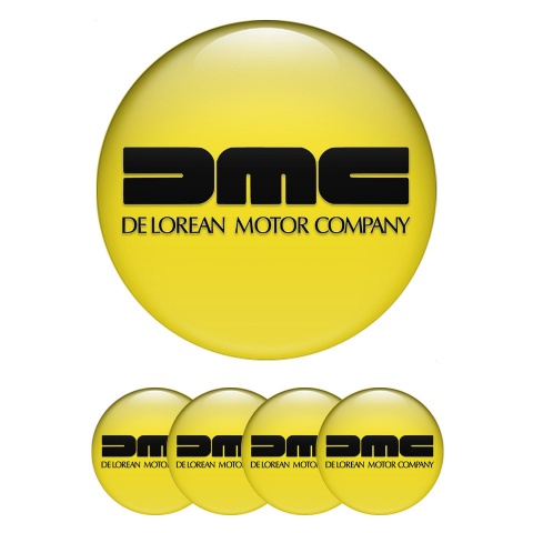 DMC Center Wheel Caps Stickers Yellow Heavy Black Logo