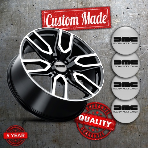 DMC Emblems for Center Wheel Caps Grey Heavy Black Logo