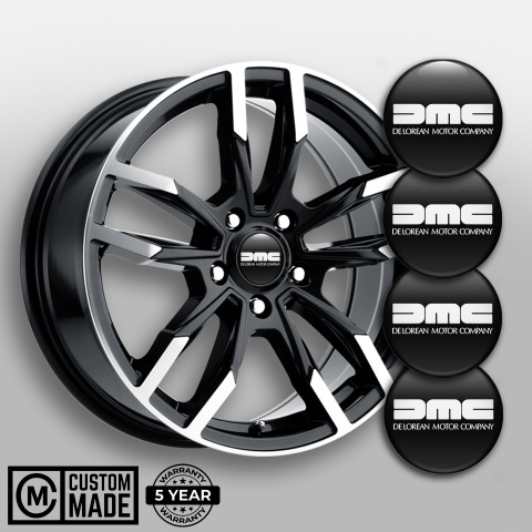 DMC Silicone Stickers for Center Wheel Caps Black Heavy White Logo