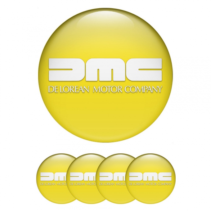 DMC Stickers for Wheels Center Caps Yellow Heavy White Logo