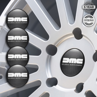 DMC Center Wheel Caps Stickers Dark Grate Heavy White Logo