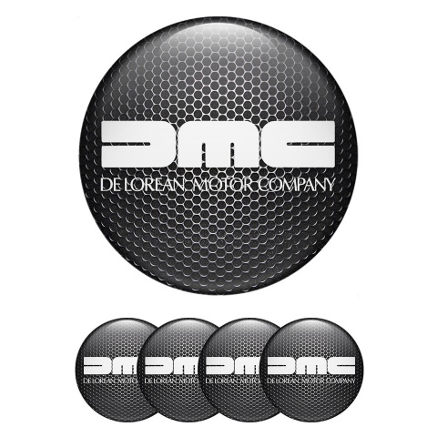 DMC Center Wheel Caps Stickers Dark Grate Heavy White Logo