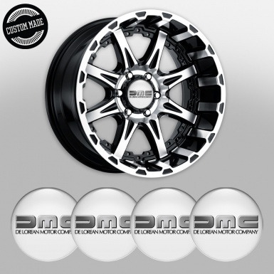 DMC Wheel Emblem for Center Caps White Brushed Metal Logo