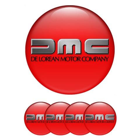 DMC Stickers for Wheels Center Caps Red Brushed Metal Logo
