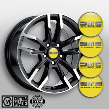 DMC Emblem for Wheel Center Caps Yellow Brushed Metal Logo