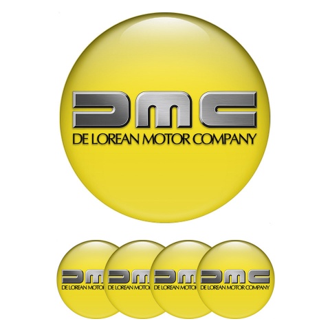 DMC Emblem for Wheel Center Caps Yellow Brushed Metal Logo