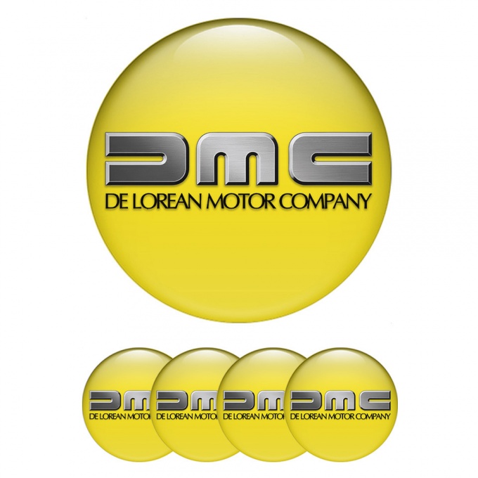 DMC Emblem for Wheel Center Caps Yellow Brushed Metal Logo