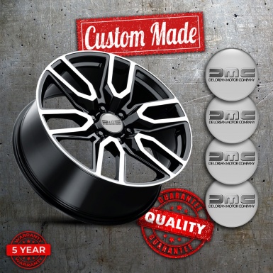 DMC Emblem for Center Wheel Caps Grey Brushed Metal Logo