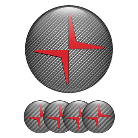 Volvo Polestar Silicone Stickers for Center Wheel Caps Carbon Red Logo