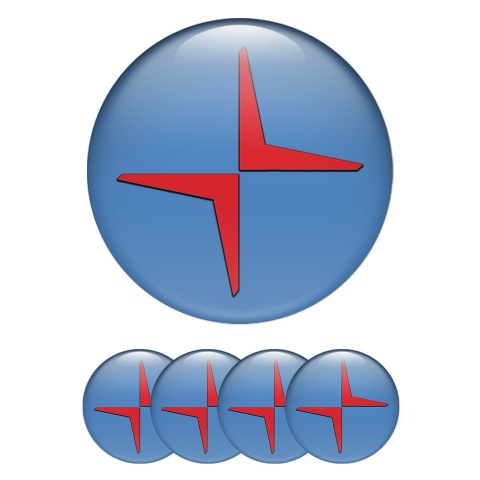Volvo Polestar Domed Stickers for Wheel Center Caps Blue Red Logo