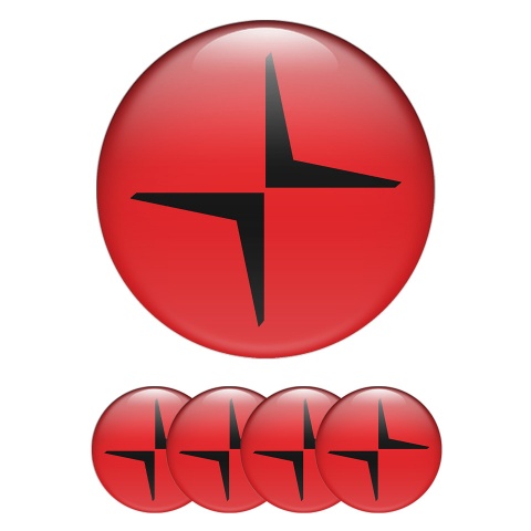 Volvo Polestar Wheel Stickers for Center Caps Red Black Logo