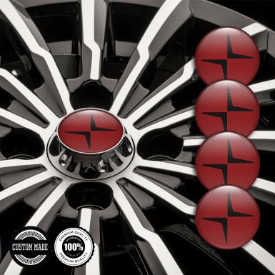 Volvo Polestar Emblem for Center Wheel Caps Red Carbon Black Logo