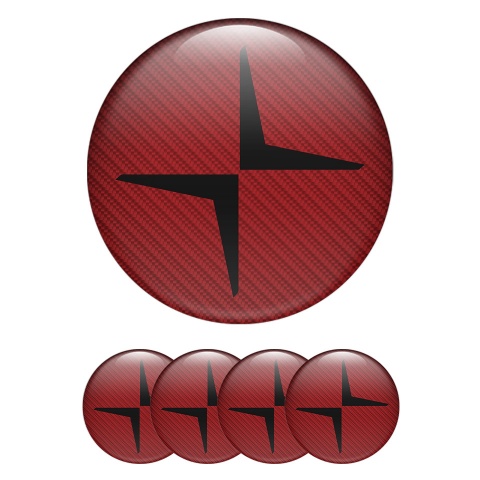 Volvo Polestar Emblem for Center Wheel Caps Red Carbon Black Logo