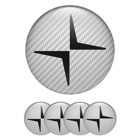 Volvo Polestar Center Wheel Caps Stickers White Carbon Black Logo