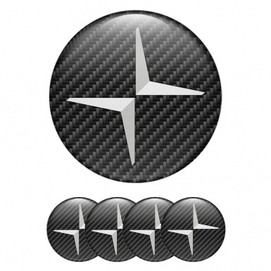 Volvo Polestar Emblems for Center Wheel Caps Black Carbon White Logo